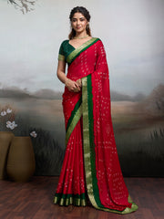 KcPc New Arrival Moos Chiffon Georgette Bandhani Sarees KDM