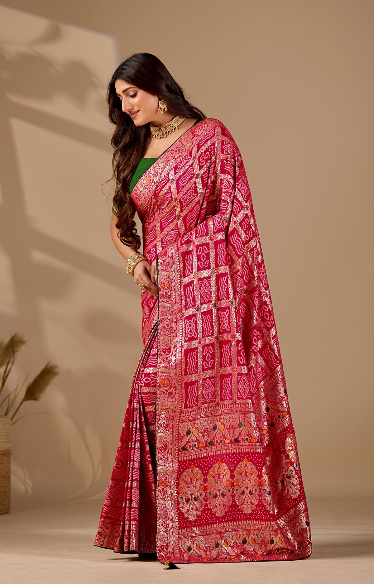 KcPc Latest Upada Silk Fabric Bandhani Ghatchola Meenakari Banarasi Saree DC