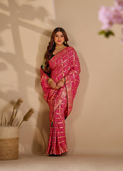 KcPc Latest Upada Silk Fabric Bandhani Ghatchola Meenakari Banarasi Saree DC