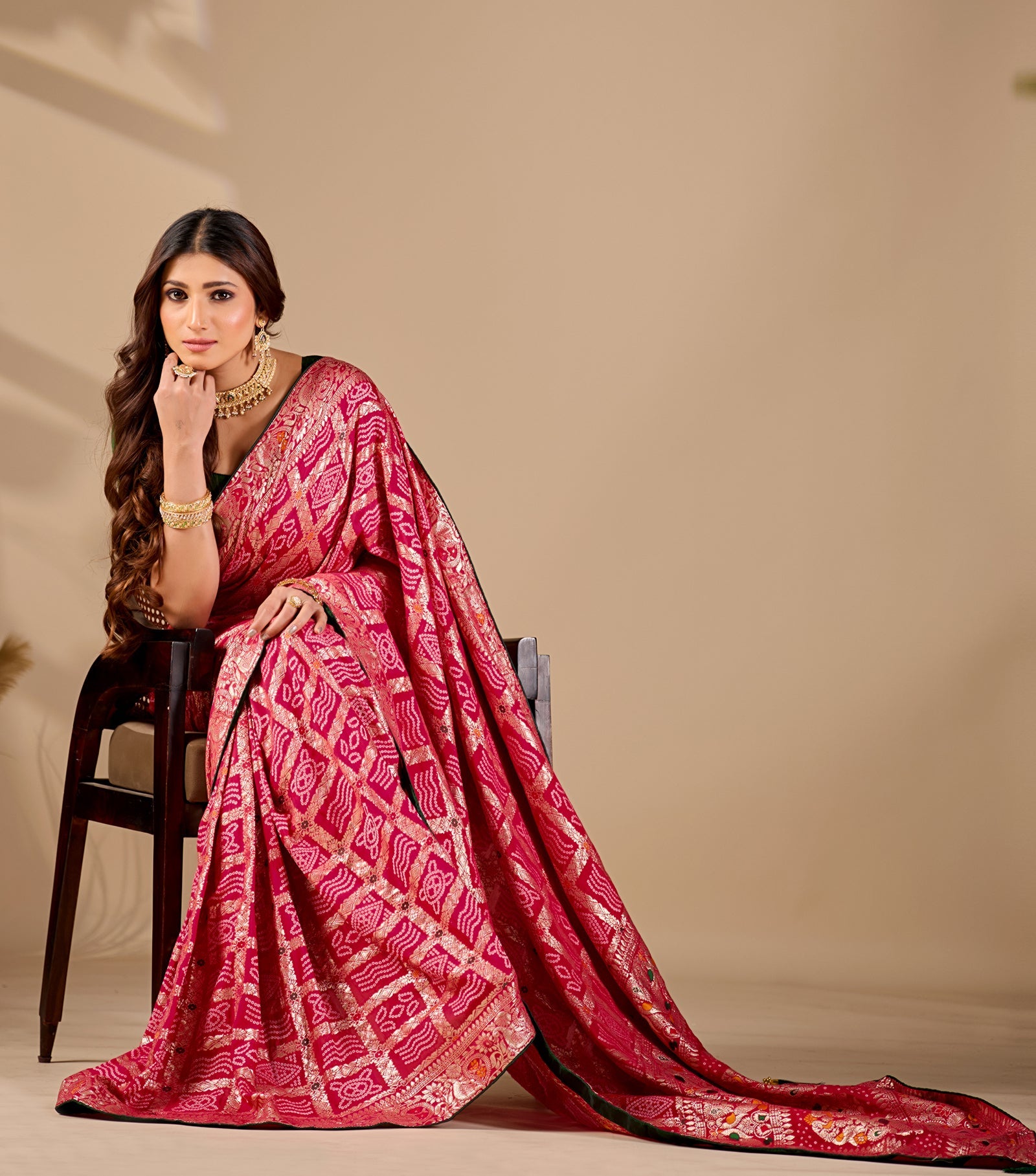KcPc Latest Upada Silk Fabric Bandhani Ghatchola Meenakari Banarasi Saree DC