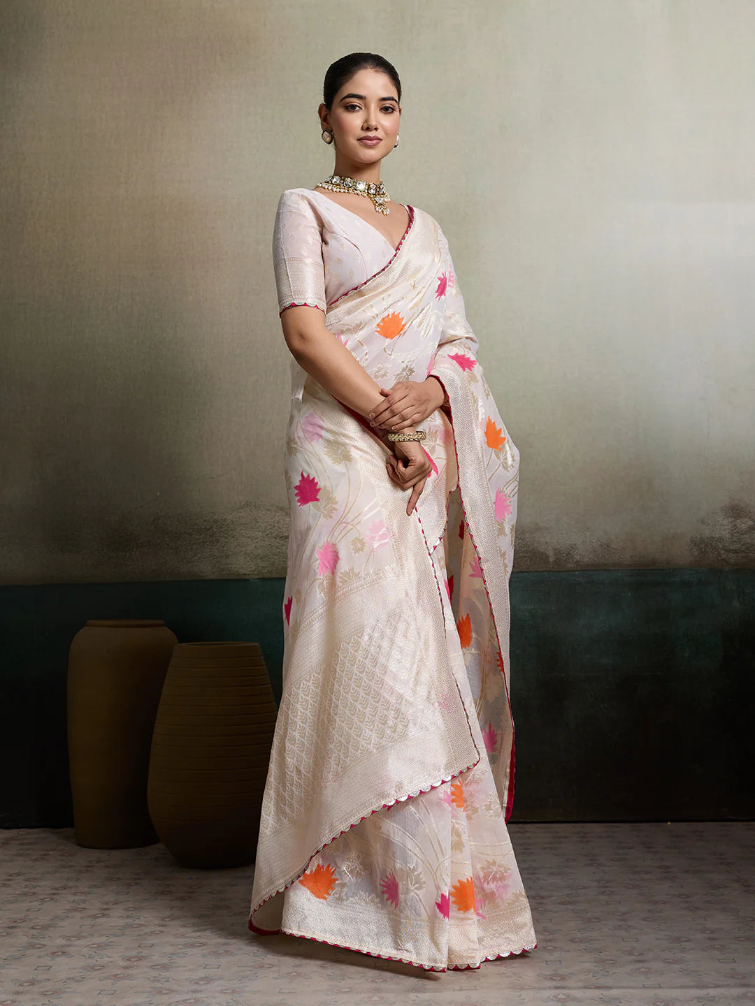 KcPc New Khaddi Silk With Beautiful Kashmiri Weaving Saree SWA