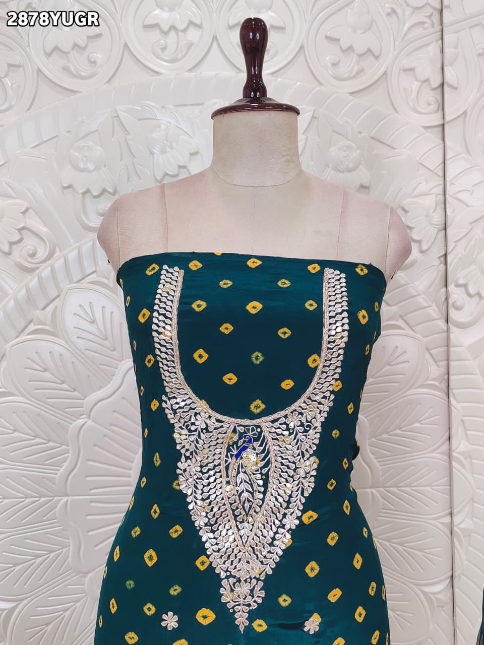 KcPc New Royal Bandhani Crepe Silk Suit with Gota Patti Detailing RSAF