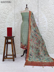 KcPc New Cotton Silk Suit with Kalamkari Print Satin Bottom NITY