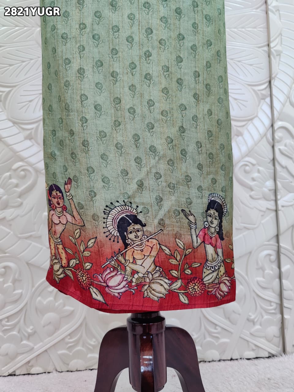 KcPc New Cotton Silk Suit with Kalamkari Print Satin Bottom NITY